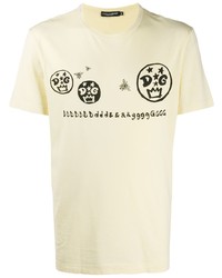 gelbes bedrucktes T-Shirt mit einem Rundhalsausschnitt von Dolce & Gabbana