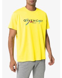 gelbes bedrucktes T-Shirt mit einem Rundhalsausschnitt von Givenchy