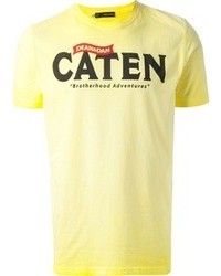 gelbes bedrucktes T-Shirt mit einem Rundhalsausschnitt von DSquared