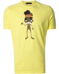 gelbes bedrucktes T-Shirt mit einem Rundhalsausschnitt von DSquared