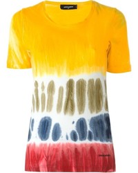 gelbes bedrucktes T-Shirt mit einem Rundhalsausschnitt von Dsquared2