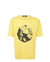 gelbes bedrucktes T-Shirt mit einem Rundhalsausschnitt von Enfants Riches Deprimes