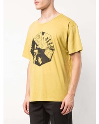 gelbes bedrucktes T-Shirt mit einem Rundhalsausschnitt von Enfants Riches Deprimes