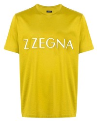 gelbes bedrucktes T-Shirt mit einem Rundhalsausschnitt von Ermenegildo Zegna