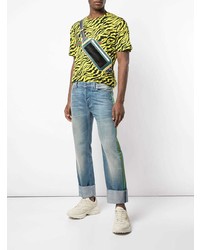 gelbes bedrucktes T-Shirt mit einem Rundhalsausschnitt von Gucci