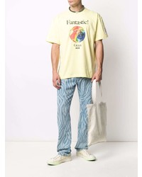 gelbes bedrucktes T-Shirt mit einem Rundhalsausschnitt von MSGM