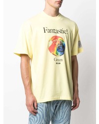 gelbes bedrucktes T-Shirt mit einem Rundhalsausschnitt von MSGM