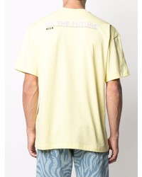 gelbes bedrucktes T-Shirt mit einem Rundhalsausschnitt von MSGM