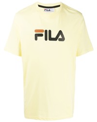 gelbes bedrucktes T-Shirt mit einem Rundhalsausschnitt von Fila