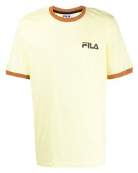 gelbes bedrucktes T-Shirt mit einem Rundhalsausschnitt von Fila