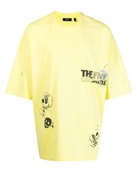 gelbes bedrucktes T-Shirt mit einem Rundhalsausschnitt von FIVE CM