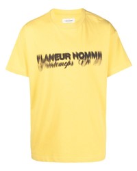 gelbes bedrucktes T-Shirt mit einem Rundhalsausschnitt von Flaneur Homme