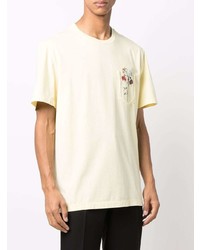 gelbes bedrucktes T-Shirt mit einem Rundhalsausschnitt von Golden Goose