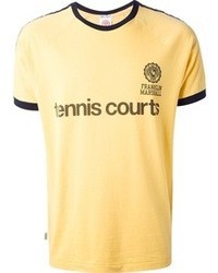gelbes bedrucktes T-Shirt mit einem Rundhalsausschnitt von Franklin & Marshall