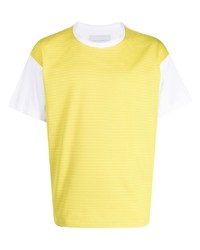 gelbes bedrucktes T-Shirt mit einem Rundhalsausschnitt von Fumito Ganryu