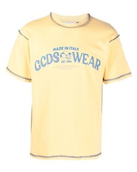 gelbes bedrucktes T-Shirt mit einem Rundhalsausschnitt von Gcds