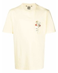 gelbes bedrucktes T-Shirt mit einem Rundhalsausschnitt von Golden Goose