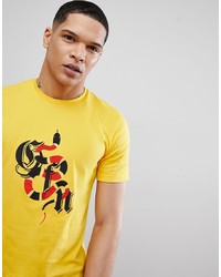 gelbes bedrucktes T-Shirt mit einem Rundhalsausschnitt von Good For Nothing