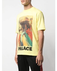 gelbes bedrucktes T-Shirt mit einem Rundhalsausschnitt von Palace