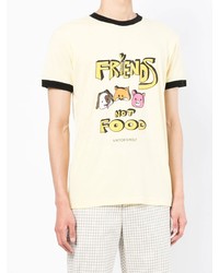 gelbes bedrucktes T-Shirt mit einem Rundhalsausschnitt von Viktor & Rolf