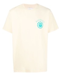 gelbes bedrucktes T-Shirt mit einem Rundhalsausschnitt von Harmony Paris
