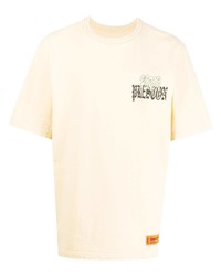 gelbes bedrucktes T-Shirt mit einem Rundhalsausschnitt von Heron Preston