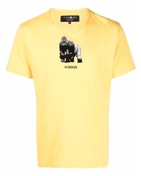 gelbes bedrucktes T-Shirt mit einem Rundhalsausschnitt von Hydrogen
