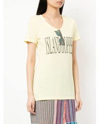 gelbes bedrucktes T-Shirt mit einem Rundhalsausschnitt von Loveless