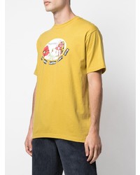 gelbes bedrucktes T-Shirt mit einem Rundhalsausschnitt von Supreme