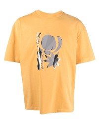 gelbes bedrucktes T-Shirt mit einem Rundhalsausschnitt von Jacquemus