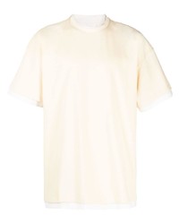 gelbes bedrucktes T-Shirt mit einem Rundhalsausschnitt von Jil Sander
