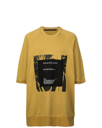 gelbes bedrucktes T-Shirt mit einem Rundhalsausschnitt von Julius