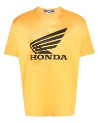 gelbes bedrucktes T-Shirt mit einem Rundhalsausschnitt von Junya Watanabe MAN