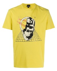 gelbes bedrucktes T-Shirt mit einem Rundhalsausschnitt von Just Cavalli