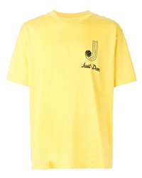 gelbes bedrucktes T-Shirt mit einem Rundhalsausschnitt von Just Don