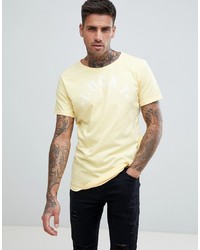 gelbes bedrucktes T-Shirt mit einem Rundhalsausschnitt von Just Junkies