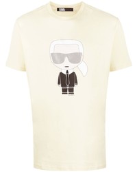 gelbes bedrucktes T-Shirt mit einem Rundhalsausschnitt von Karl Lagerfeld