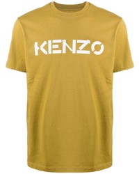 gelbes bedrucktes T-Shirt mit einem Rundhalsausschnitt von Kenzo