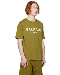 gelbes bedrucktes T-Shirt mit einem Rundhalsausschnitt von Balmain