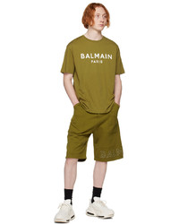 gelbes bedrucktes T-Shirt mit einem Rundhalsausschnitt von Balmain