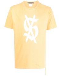 gelbes bedrucktes T-Shirt mit einem Rundhalsausschnitt von Ksubi