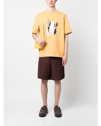 gelbes bedrucktes T-Shirt mit einem Rundhalsausschnitt von Jacquemus