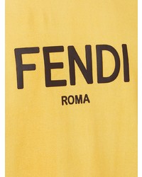 gelbes bedrucktes T-Shirt mit einem Rundhalsausschnitt von Fendi