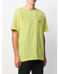 gelbes bedrucktes T-Shirt mit einem Rundhalsausschnitt von Stussy