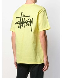 gelbes bedrucktes T-Shirt mit einem Rundhalsausschnitt von Stussy