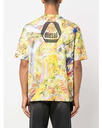 gelbes bedrucktes T-Shirt mit einem Rundhalsausschnitt von Diesel