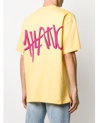 gelbes bedrucktes T-Shirt mit einem Rundhalsausschnitt von MSGM