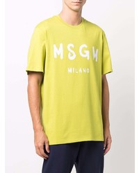 gelbes bedrucktes T-Shirt mit einem Rundhalsausschnitt von MSGM