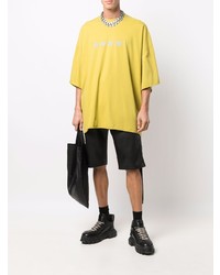 gelbes bedrucktes T-Shirt mit einem Rundhalsausschnitt von Rick Owens DRKSHDW