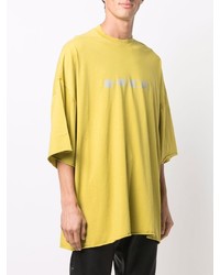 gelbes bedrucktes T-Shirt mit einem Rundhalsausschnitt von Rick Owens DRKSHDW